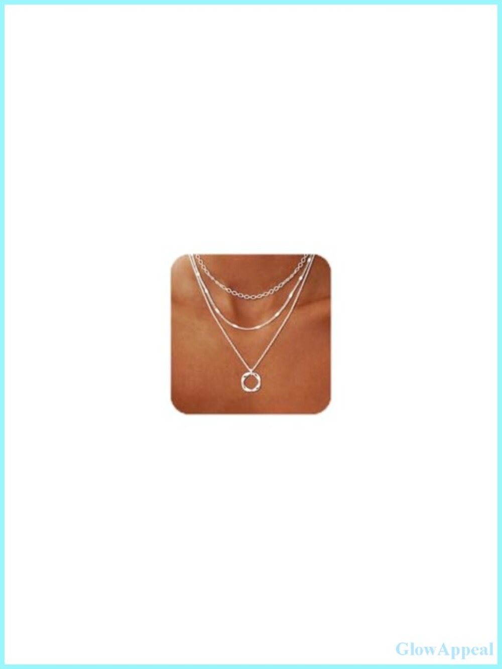 Silver Plated Layered Choker Necklace Set 3 Pc Adjustable Chains